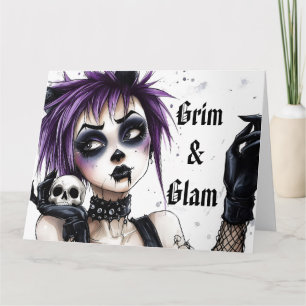 Gothic Girl Portrait - Grim & Glam Card