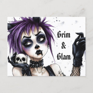 Gothic Girl Portrait - Grim & Glam Postcard