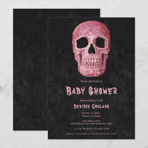 Gothic Girl Skull Antique Baby Shower Invitation