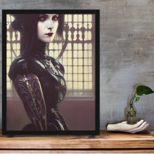 Gothic Girl Steampunk Different Colored Eyes Poster