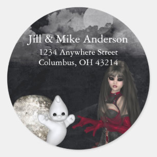 Gothic Girl Tombstone & Ghost Return Address Label