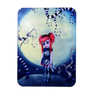 Gothic girl voodoo doll and creepy vines magnet
