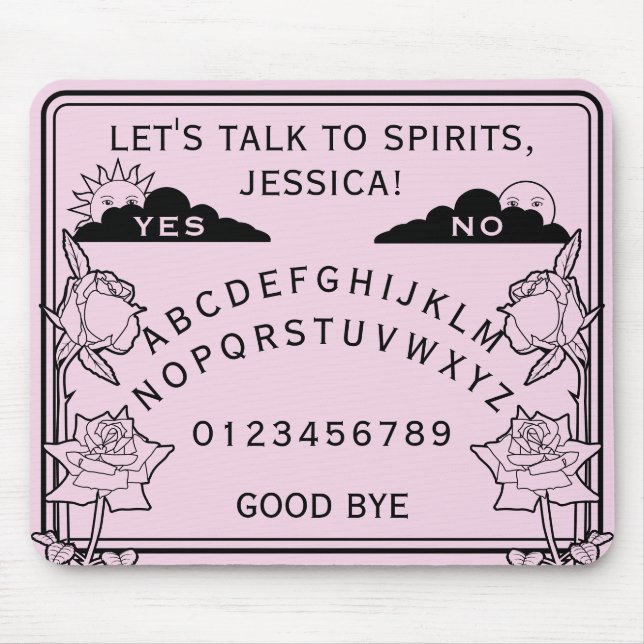 Gothic Girly Pastel Pink Spirit Board Floral  Mouse Pad (Front)