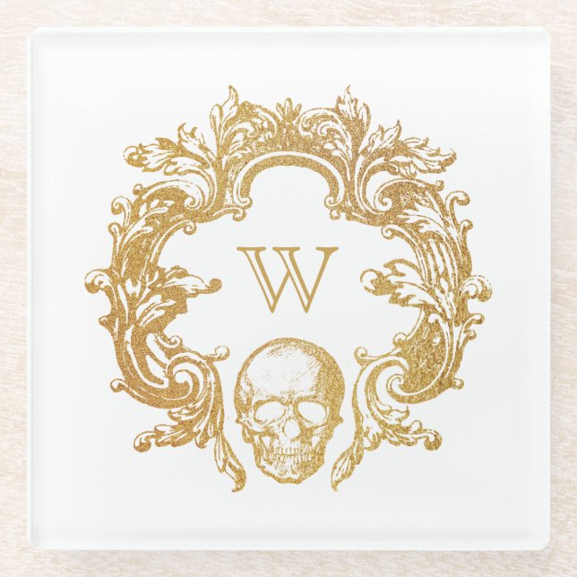 Gothic Glam | Glass Coasters | White (Front)