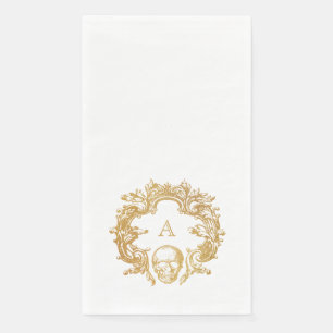 Gothic Glam   Guest Towel    Gold Skull Monogram Napkin