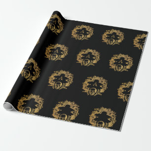 Gothic Glam Monogram Skull   Wrapping Paper