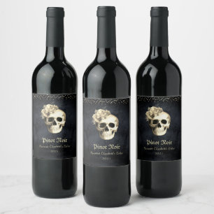 Gothic Glam Party Skull Wine Label
