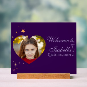 Gothic Glam Quince photo heart Foil Acrylic Sign