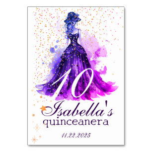 Gothic Glam Quince purple dress glitter Table Number