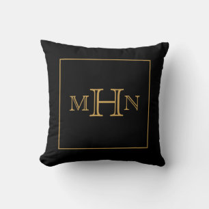 Gothic Glam   Throw Pillow   Monogram   Black