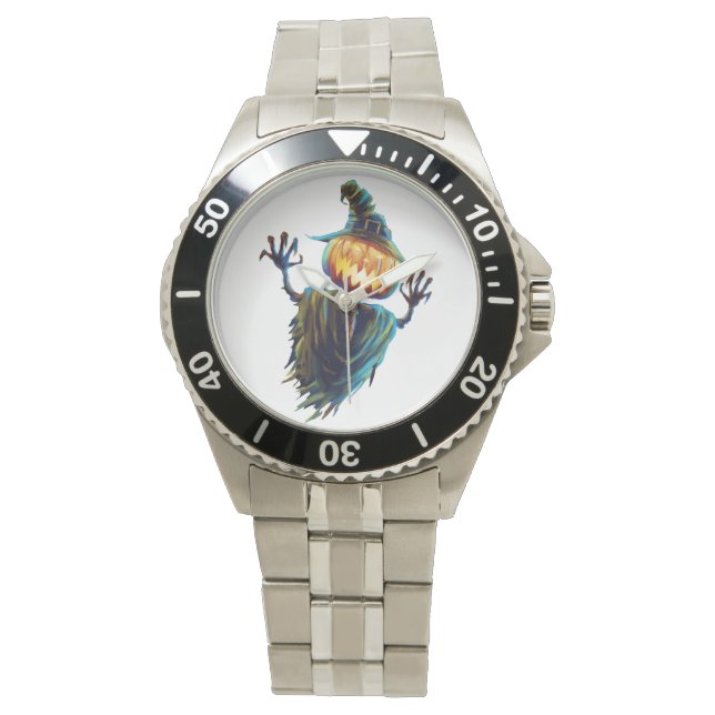 Gothic Glamour: Halloween Stainless Steel Bracelet Watch (Front)