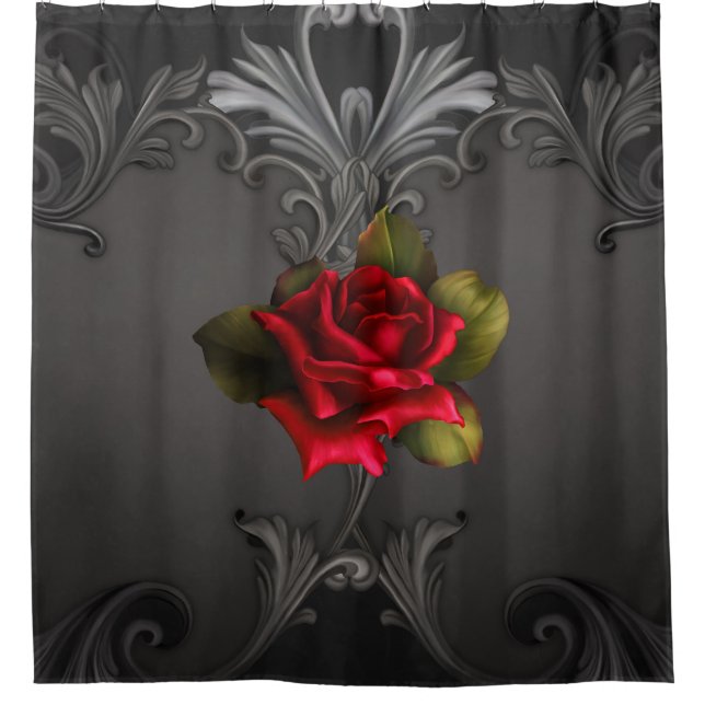 Gothic Glamour Red Rose Black Ornamental Glam (Front)