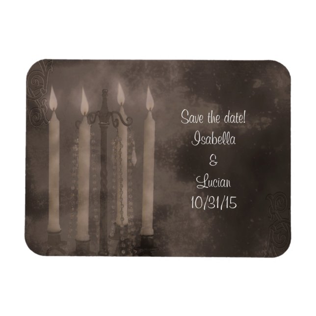 Gothic Glow Candle Light Roses Wedding Magnet (Horizontal)
