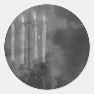 Gothic Glow Candle Light Roses Wedding set Classic Round Sticker