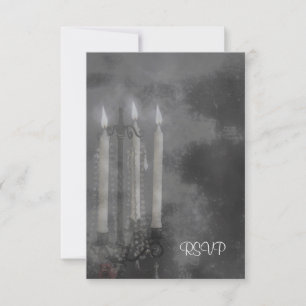 Gothic Glow Candle Light Roses Wedding set RSVP Card