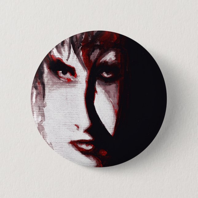 Gothic God Post Punk Goth Music Man Portrait Art 2 Inch Round Button (Front)