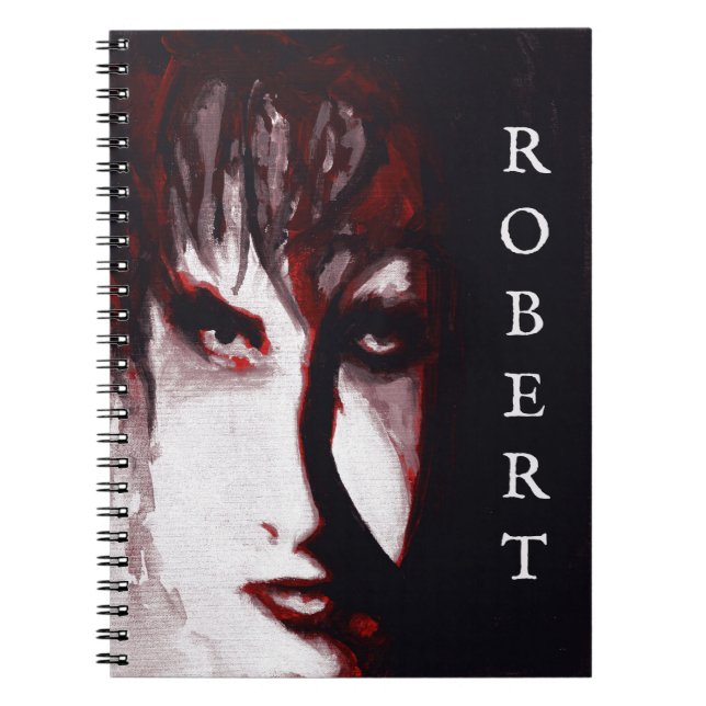 Gothic God Post Punk Goth Music Man Portrait Art Notebook (Front)
