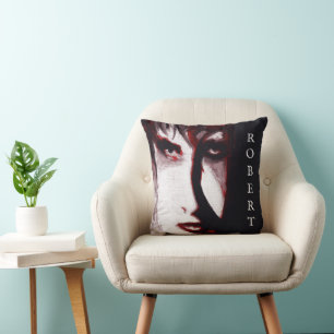 Gothic God Post Punk Goth Music Man Portrait Art Throw Pillow