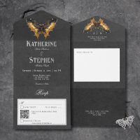 Gothic Gold & Black Moth Moody QR Code