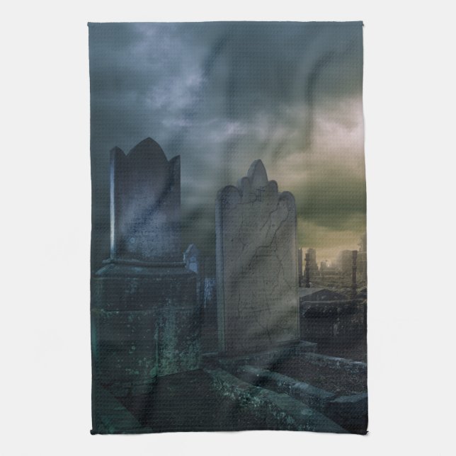 Gothic Graveyard Kitchen Dish Towel (Vertical)