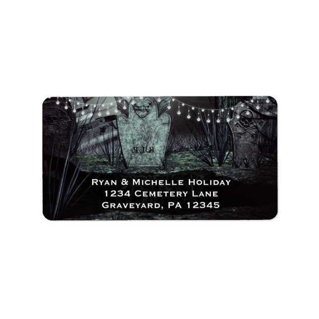 Gothic Graveyard with Enchanting Lights Address Label (Front)