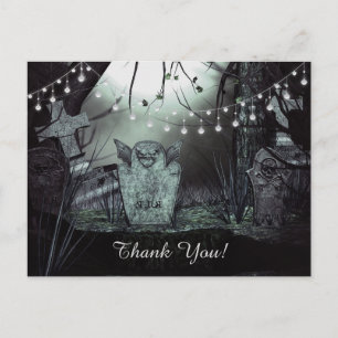 Gothic Graveyard with Enchanting Lights Thank You Postcard