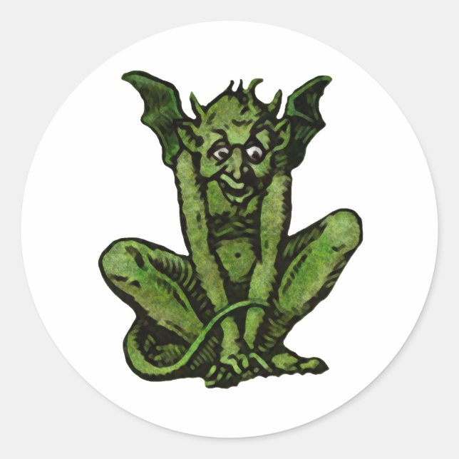 Gothic Green Goblin Fantasy Demon Creature Classic Round Sticker (Front)
