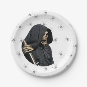 Gothic Gruesome Grim Reaper & scythe Paper Plate