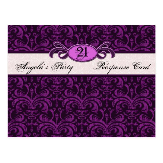 Gothic Grunge Fuchsia Birthday Party Reply RSVP Postcard