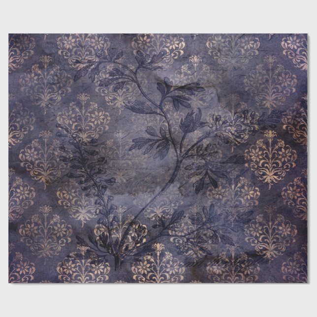 Gothic Grunge Indigo  Wrapping Paper (Flat)