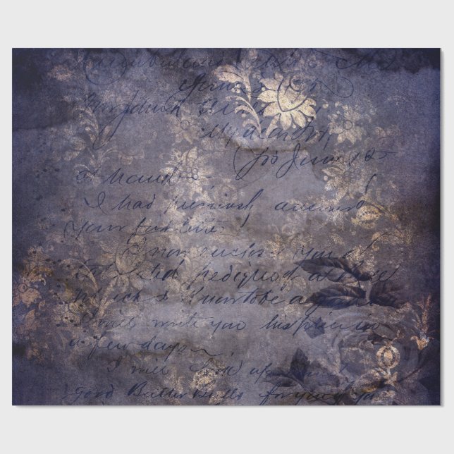 Gothic Grunge Indigo  Wrapping Paper (Flat)