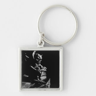 Gothic Guardian Gargoyle - Black and White Keychain
