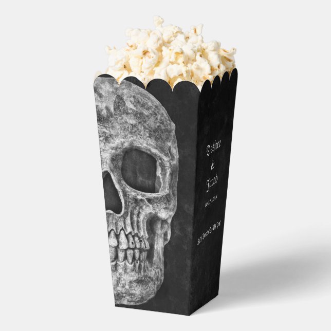 Gothic Half Skull Black And White Cool Favor Box (Popped)