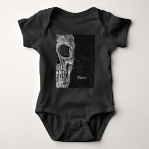 Gothic Half Skull Black And White Cool Grunge Baby Bodysuit