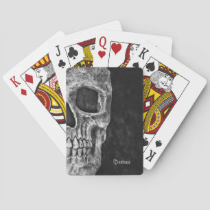 Gothic Half Skull Black And White Cool Grunge Playing Cards