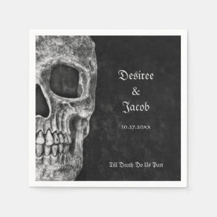 Gothic Half Skull Cool Black And White Grunge Napkin