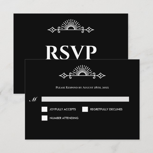 Gothic Halloween Alternative Wedding RSVP Card (Devant / Derrière)