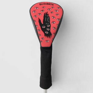 Gothic Halloween Art – Black Hand Spooky Eyes Golf Head Cover