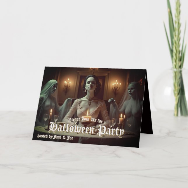 Gothic Halloween Banquet in Candlelight Card (Front)