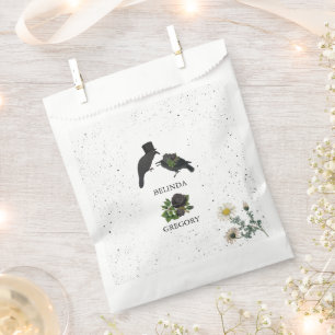 Gothic Halloween Black Roses Crows Wedding Favour Bag