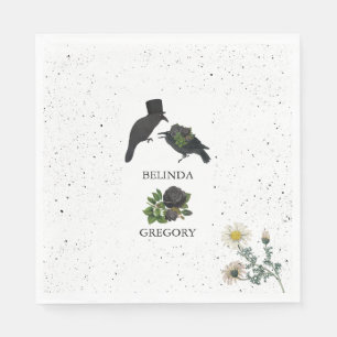 Gothic Halloween Black Roses Crows Wedding Napkin