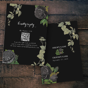Gothic Halloween Black Roses Wedding Enclosure Card