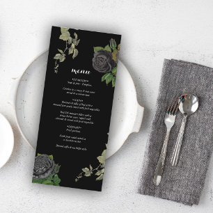 Gothic Halloween Black Roses Wedding Menu