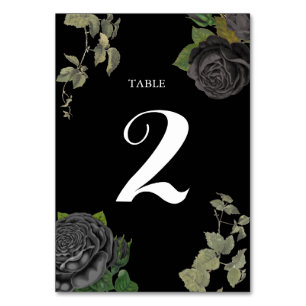 Gothic Halloween Black Roses Wedding Table Number
