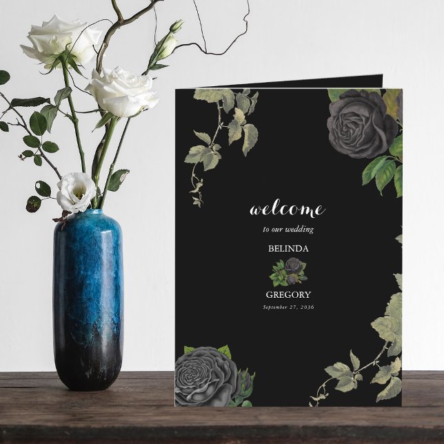 Gothic Halloween Black Wedding Order of Service Program (Gothic Halloween Black Wedding Order of Service Program)
