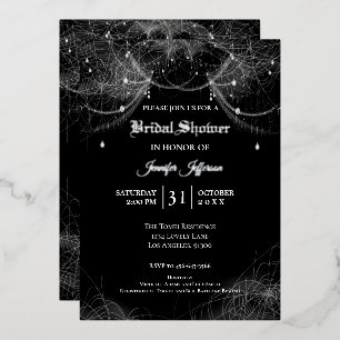 Gothic Halloween Bridal Shower foil invitation