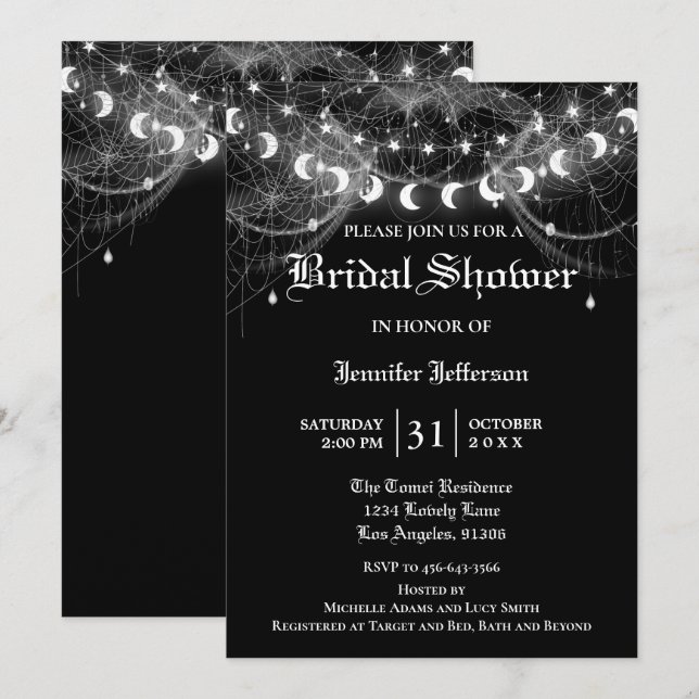 Gothic Halloween Bridal Shower Invitation (Front/Back)