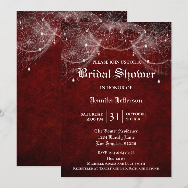 Gothic Halloween Bridal Shower Invitation (Front/Back)