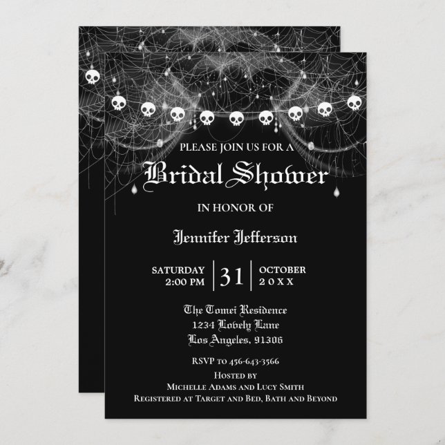 Gothic Halloween Bridal Shower Invitation (Front/Back)