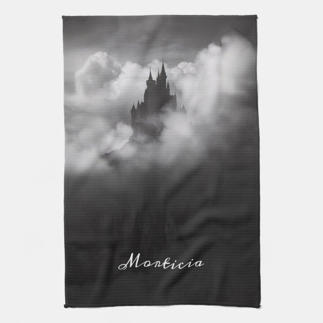 Gothic Halloween Castle Black Home Decor Kitchen Towel (Vertical)